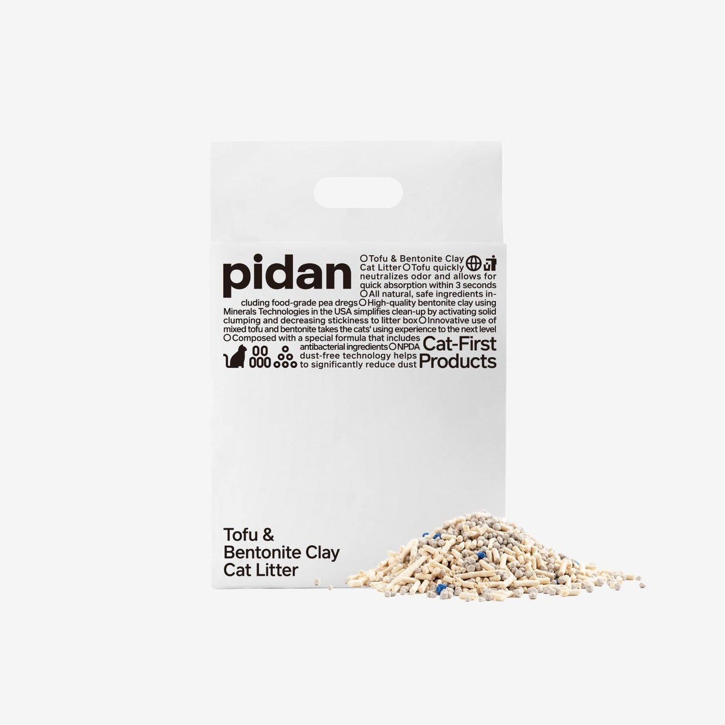 PIDAN COMPOSITE TOFU CAT LITTER - TOFU & CRUSHED BENTONITE 2.4KG/BAG x4