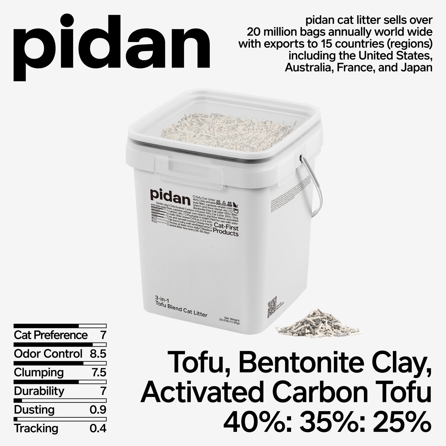 PIDAN 3-in-1 Tofu Blend Cat Litter 11.6kg