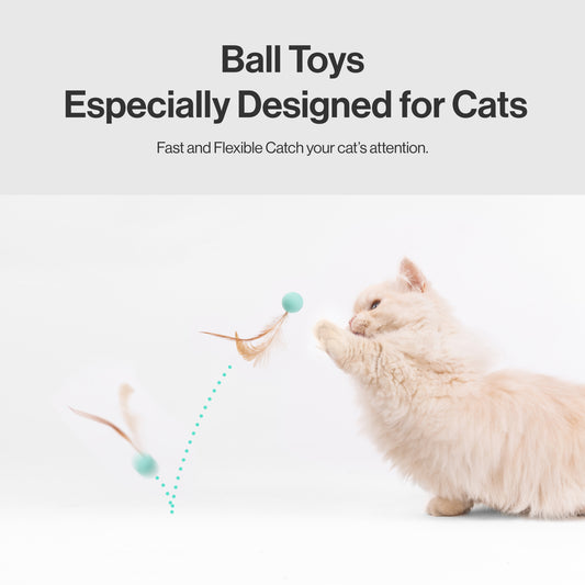 Cat Bouncy Balls with Feathers – 3 Pack