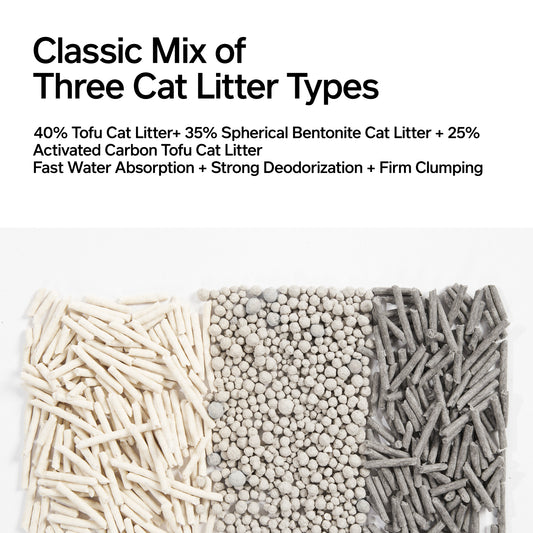 PIDAN 3-in-1 Blend Cat Litter (Tofu, Spherical Bentonite Clay, Activated Carbon Infused Tofu)