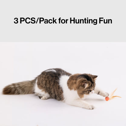 Cat Bouncy Balls with Feathers – 3 Pack