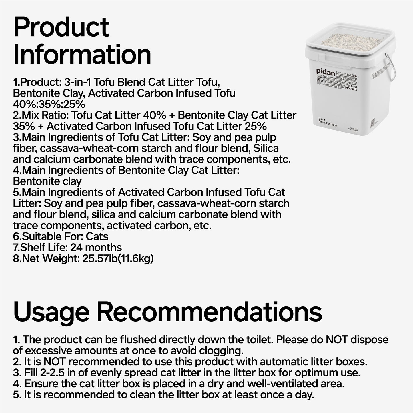 PIDAN 3-in-1 Tofu Blend Cat Litter 11.6kg