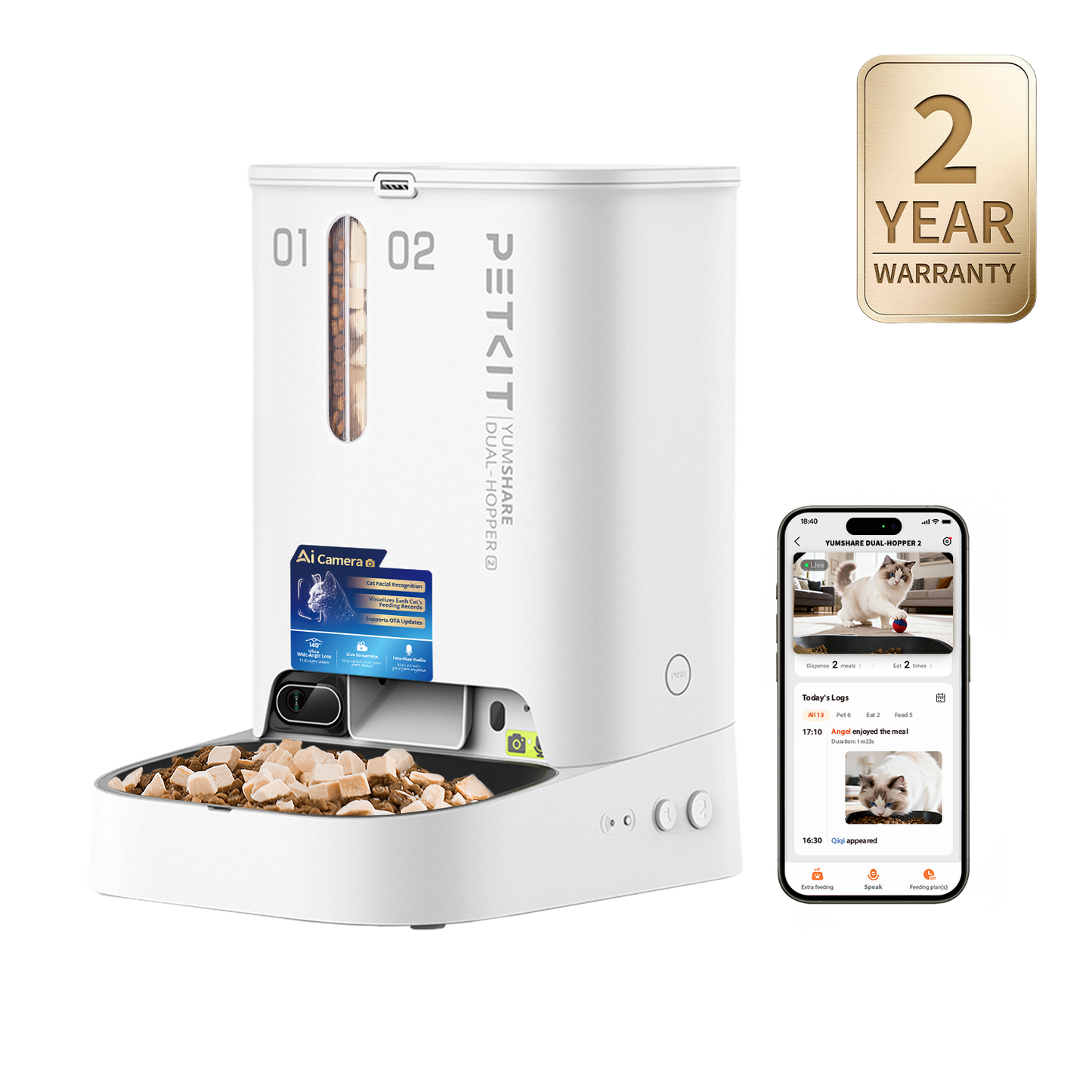 Petkit YumShare Dual-hopper 2 Automatic Feeder with Camera
