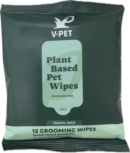 VPET Bamboo Pet Wipes Travel Pack - 12 Wipes